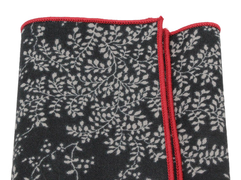 Black Shrubbery Cotton Pocket Square - Fine And Dandy