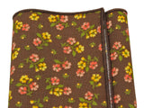Brown Floral Cotton Pocket Square - Fine And Dandy
