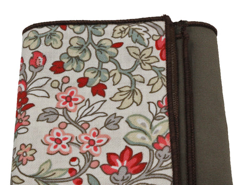 Floral & Brown Panelled Pocket Square - Fine And Dandy