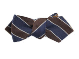 Brown & Blue Florette & Striped Reversible Bow Tie - Fine And Dandy