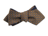 Brown & Blue Florette & Striped Reversible Bow Tie - Fine And Dandy