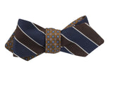 Brown & Blue Florette & Striped Reversible Bow Tie - Fine And Dandy
