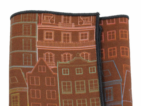 Brown City Block Cotton Pocket Square - Fine And Dandy