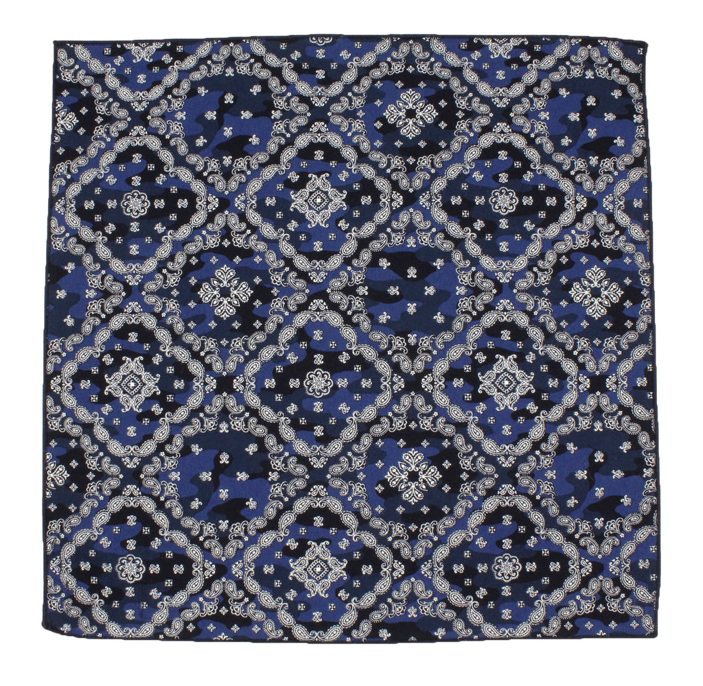 Blue Camo Bandana Print Cotton Pocket Square Fine And Dandy