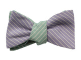 Periwinkle & Green Striped Reversible Bow Tie - Fine And Dandy