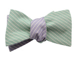 Periwinkle & Green Striped Reversible Bow Tie - Fine And Dandy