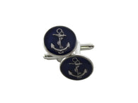 Silver & Navy Anchor Cufflinks - Fine and Dandy
