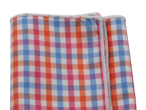 Peach Gingham Cotton Pocket Square - Fine And Dandy