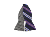 Purple Repp Stripe & Patterned Reversible Bow Tie - Fine And Dandy