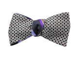Purple Repp Stripe & Patterned Reversible Bow Tie - Fine And Dandy