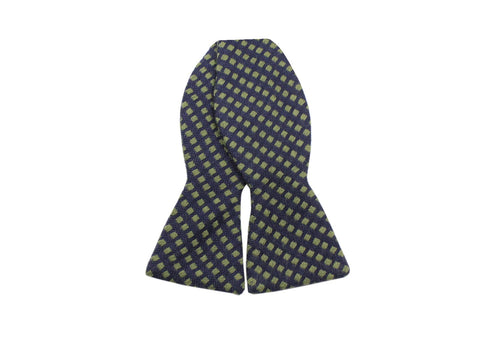 Navy & Green Patterned Cashmere Blend Bow Tie - Fine And Dandy