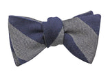 Grey & Navy Striped Cashmere Blend Bow Tie - Fine And Dandy