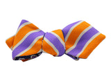 Orange & Purple Striped & Florette Reversible Bow Tie - Fine And Dandy