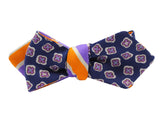 Orange & Purple Striped & Florette Reversible Bow Tie - Fine And Dandy