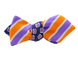 Orange & Purple Striped & Florette Reversible Bow Tie - Fine And Dandy
