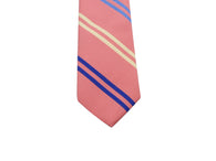 Pink, Blue, & White Striped Silk Tie - Fine And Dandy