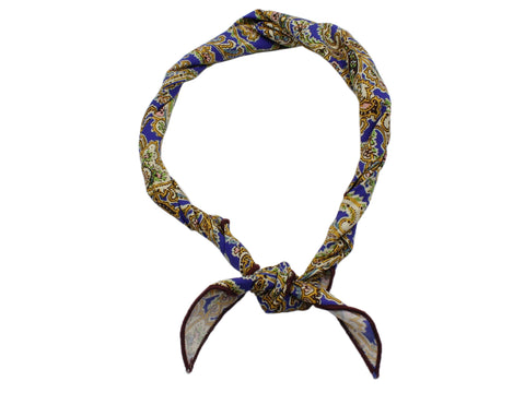 Blue & Gold Paisley Cotton Neckerchief - Fine And Dandy