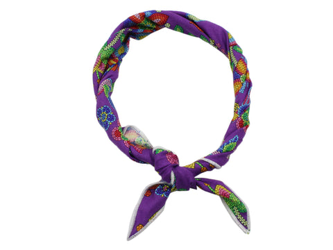 Purple Beaded Floral Print Cotton Neckerchief - Fine And Dandy