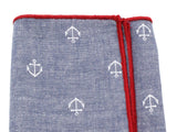 Anchors Chambray Cotton Pocket Square - Fine And Dandy