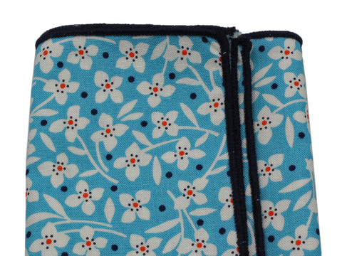 Cornwall Blue Floral Cotton Pocket Square - Fine And Dandy