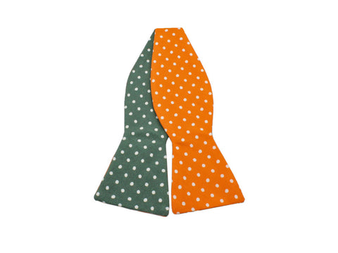Green & Orange Polka Dot Reversible Bow Tie - Fine And Dandy