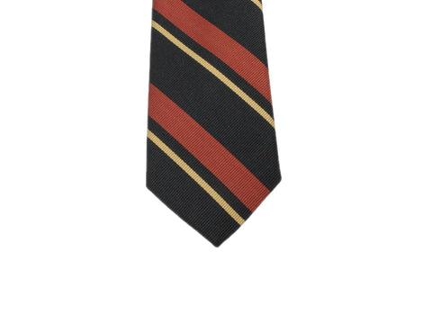Black, Orange, & Gold Striped Silk Tie - Fine And Dandy