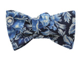 Blue Floral Cotton Bow Tie - Fine And Dandy