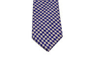 Blue and beige houndstooth tie