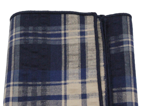 Blue Plaid Cotton Pocket Square - Fine And Dandy