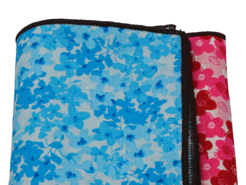 Blue & Red Floral Panelled Pocket Square - Fine And Dandy
