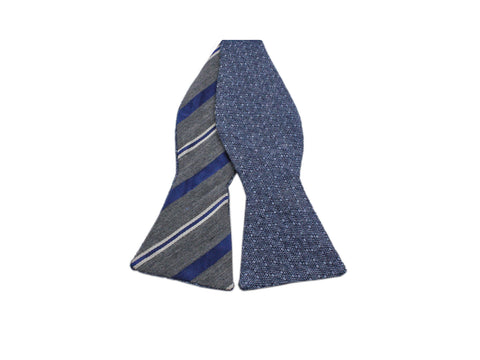 Blue Striped & Dots Reversible Bow Tie - Fine And Dandy