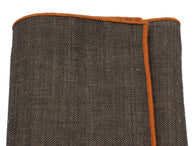 Brown Herringbone Linen Pocket Square - Fine and Dandy