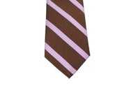 Brown & Lavender Striped Silk Tie - Fine And Dandy