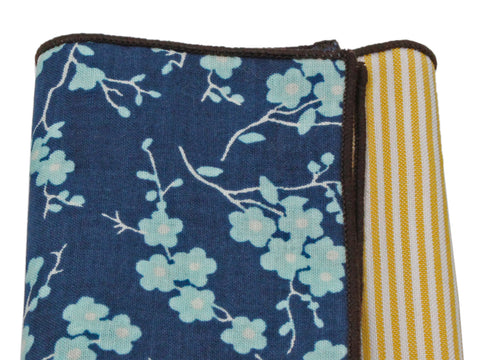 Lemon Striped & Floral Panelled Pocket Square - Fine And Dandy