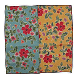 Gold & Teal Floral Panelled Pocket Square - Fine And Dandy