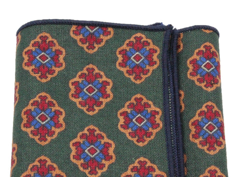 Green Medallion Cotton Pocket Square - Fine And Dandy