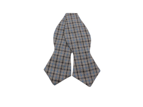 Grey Gun Check Wool Bow Tie - Fine And Dandy