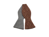 Gray and rust patterned bow tie 
