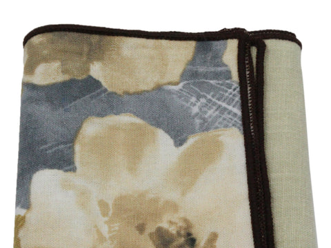 Grey & Tan Floral Panelled Pocket Square - Fine And Dandy