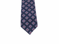 Blue & Red Medallion Wool Tie - Fine And Dandy