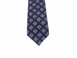Blue & Red Medallion Wool Tie - Fine And Dandy