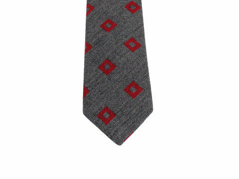 Grey & Red Cubes Wool Tie - Fine And Dandy