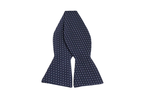 Navy Pin Dot Silk Bow Tie - Fine And Dandy