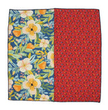 Blue & Red Floral Panelled Pocket Square - Fine and Dandy