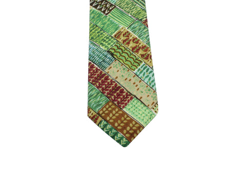 Green Patterned Cotton Tie - Fine And Dandy