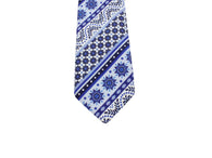 Blue Patterned Striped Cotton Tie - Fine And Dandy