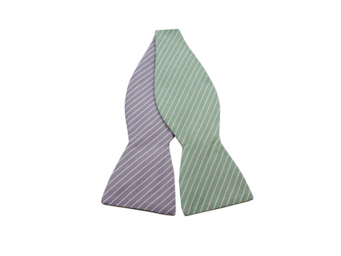 Periwinkle & Green Striped Reversible Bow Tie - Fine And Dandy