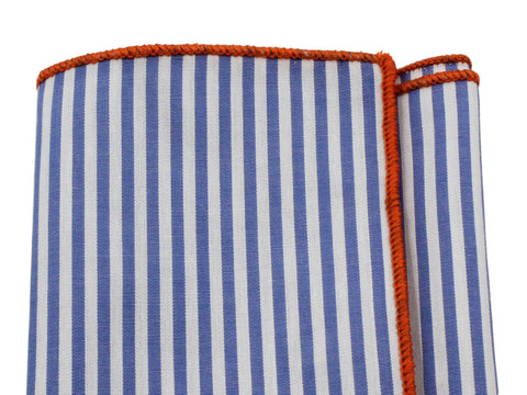 Blue Striped Cotton Pocket Square - Fine And Dandy