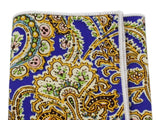 Blue & Gold Paisley Cotton Pocket Square - Fine And Dandy