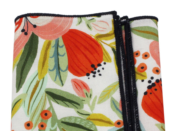 Peach Floral Cotton Pocket Square - Fine And Dandy